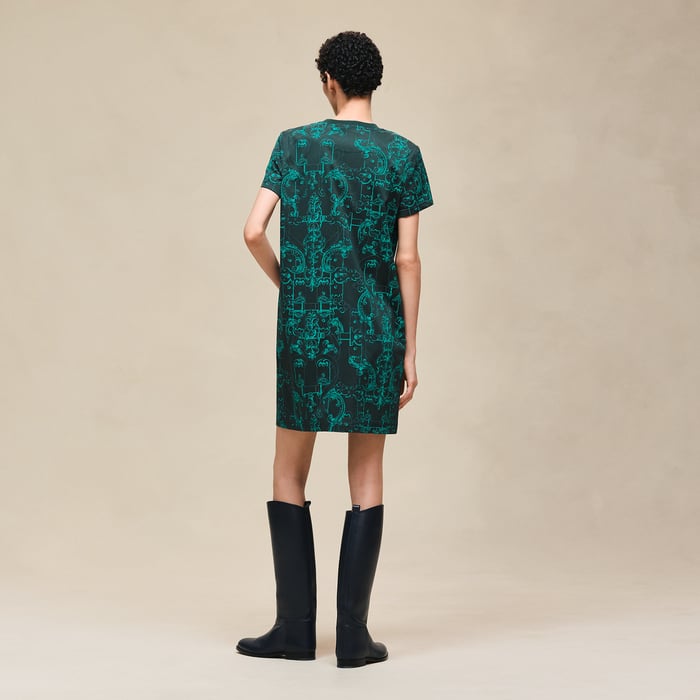 Vert Pin Robe Droite Imprimé « ferronnerie Remix »