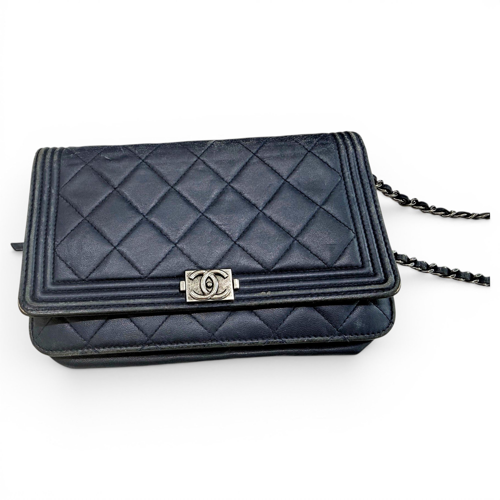 Wallet On Chain Boy Half Flap leather crossbody bag