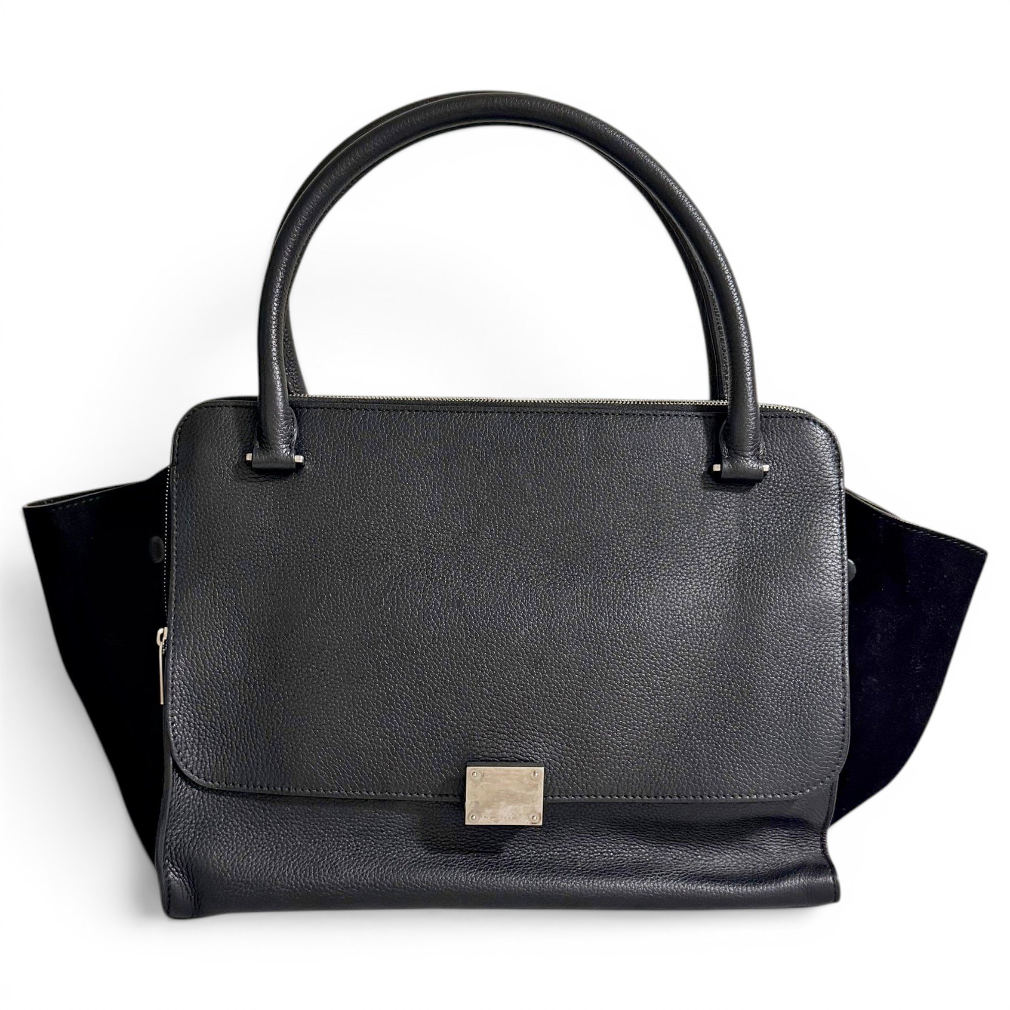 Trapèze leather handbag