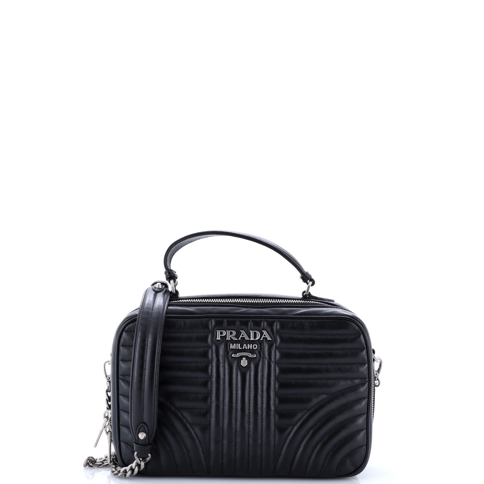 Zip Around Top Handle Bag Diagramme Quilted Leather Medium