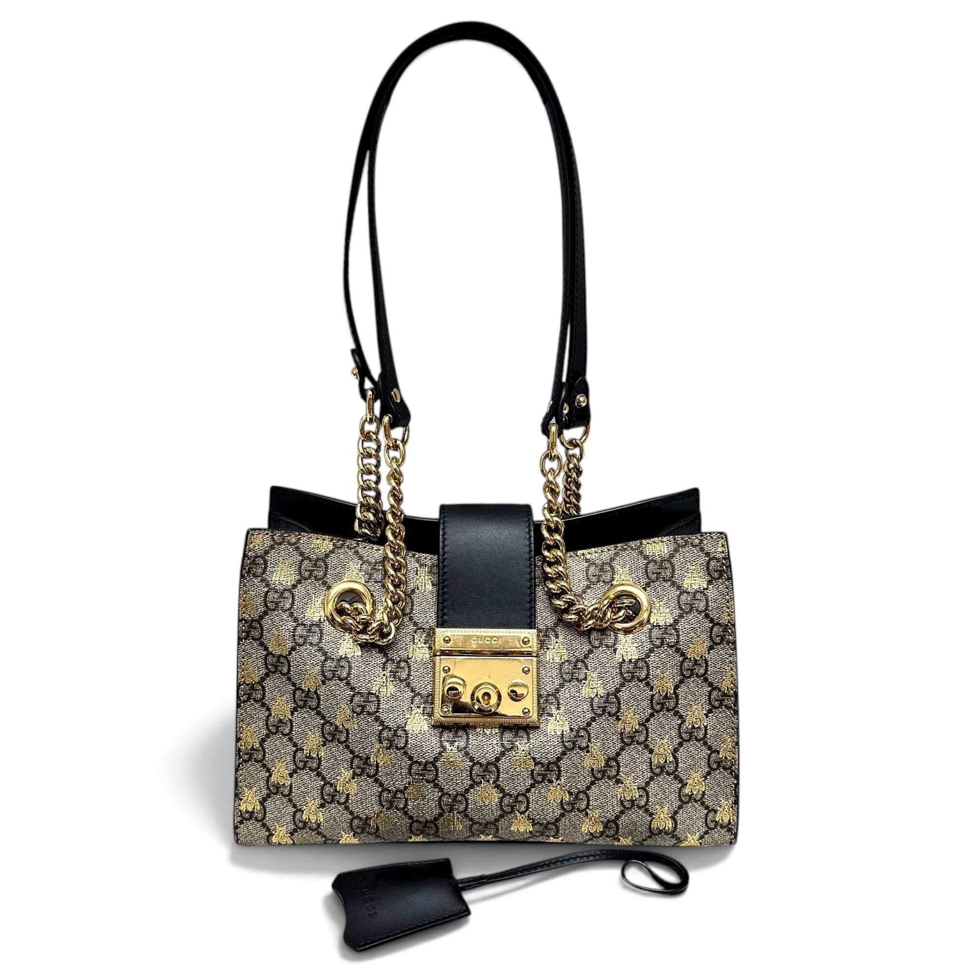 Padlock leather handbag