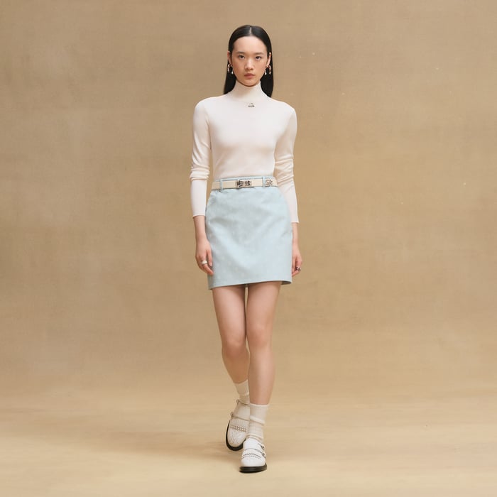 Vert Embrun "Chaine d'Ancre" Denim Miniskirt