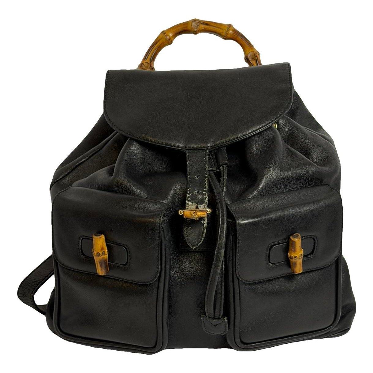 Bamboo Tassel Oval leather backpack