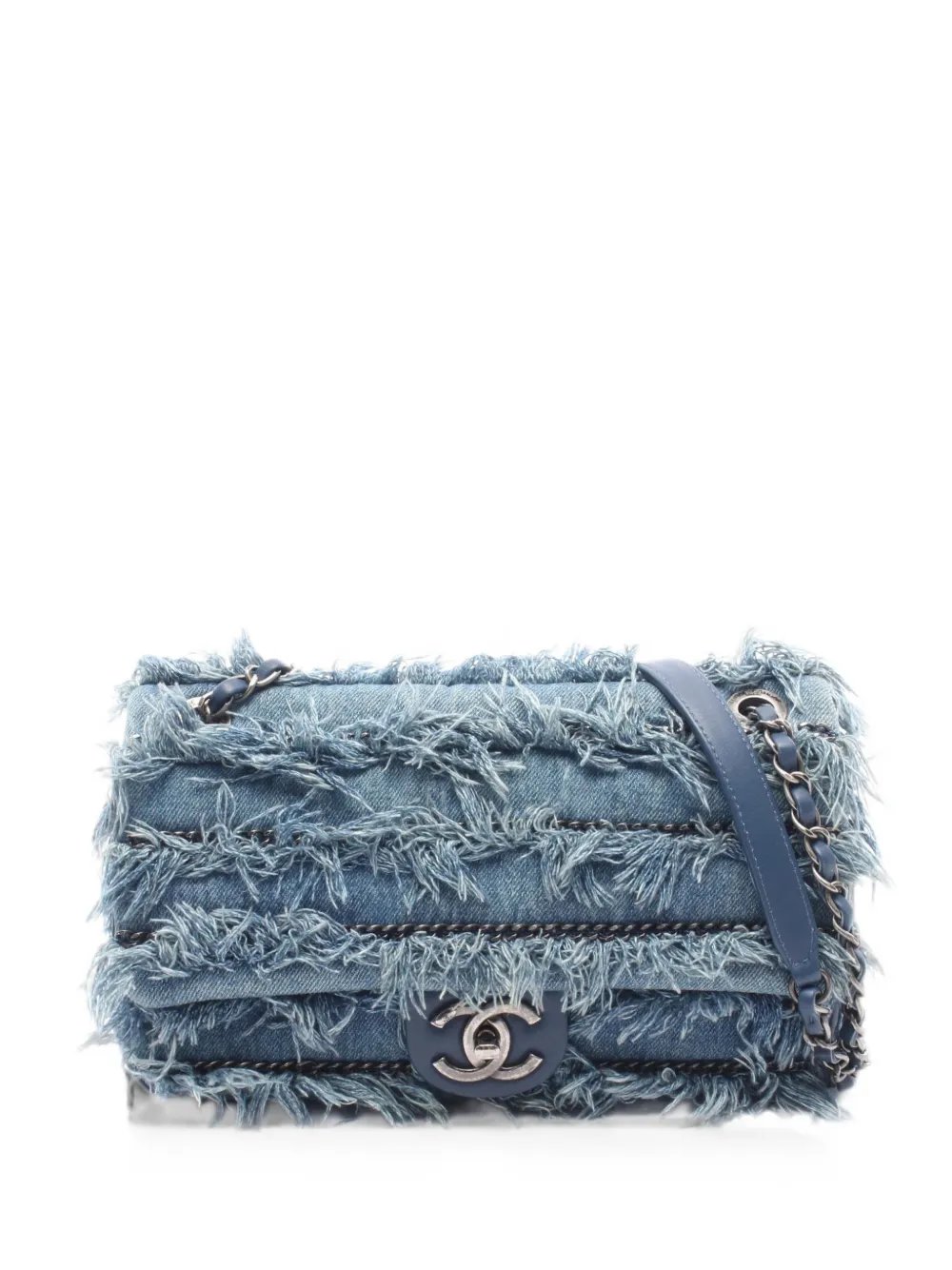 2014-2015 Paris-Dubai Denim Fringe Flap shoulder bag