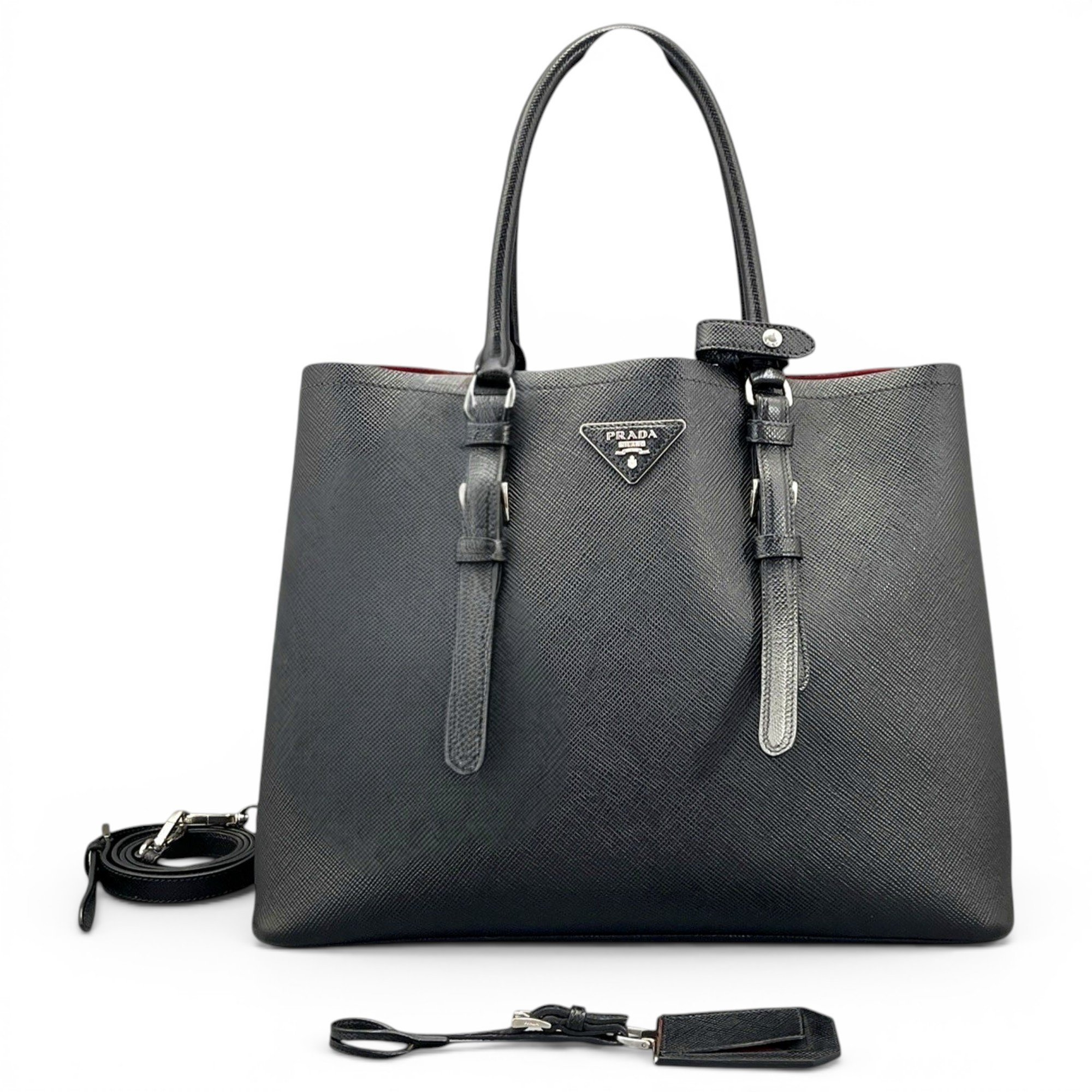 Double leather handbag
