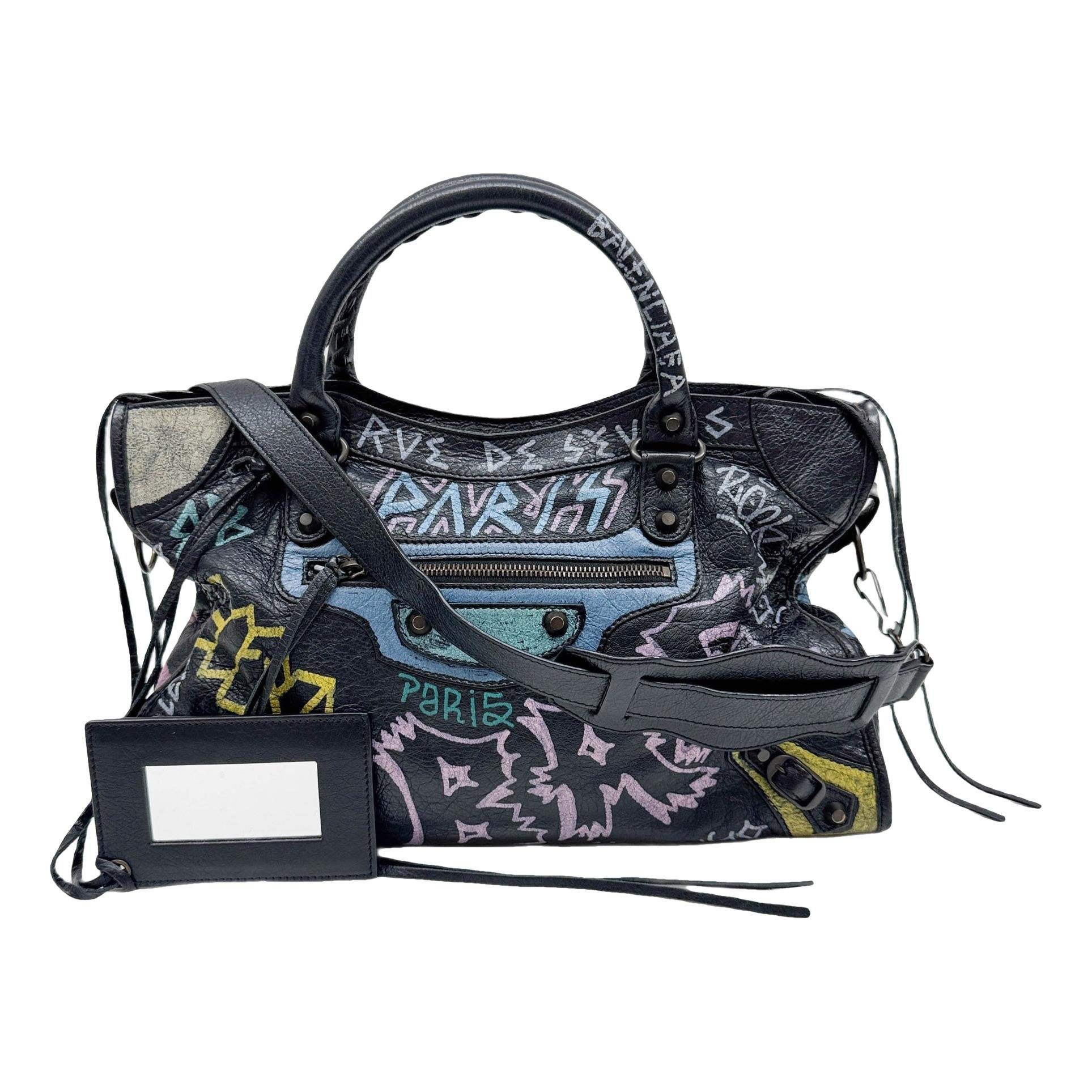 City leather handbag