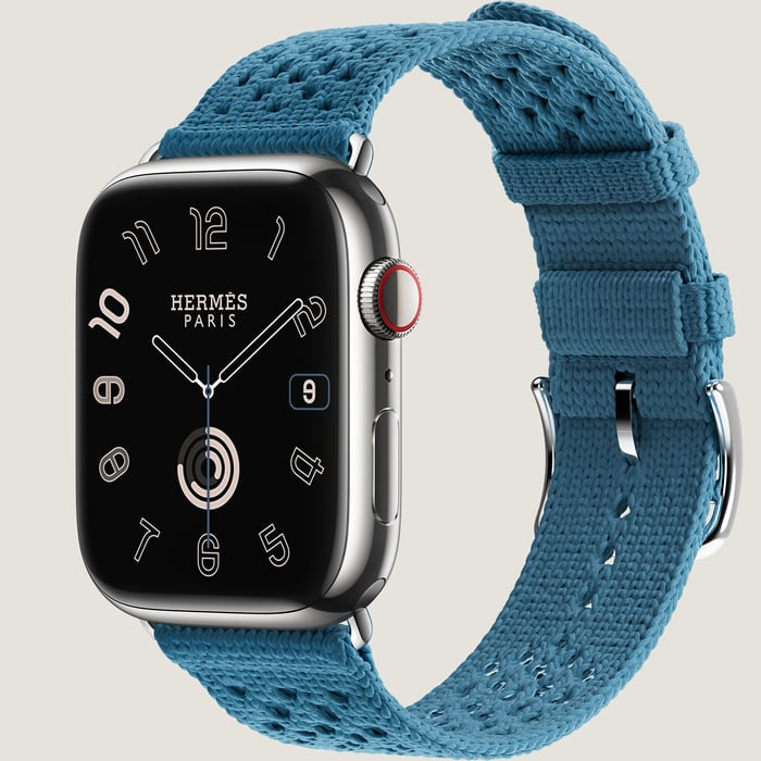 Bleu Jean Band Apple Watch Hermès Single Tour 45 MM Tricot