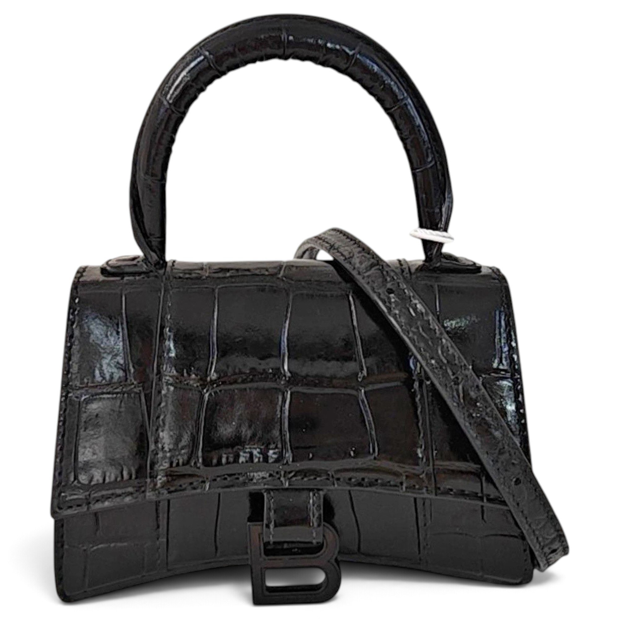 Hourglass leather handbag