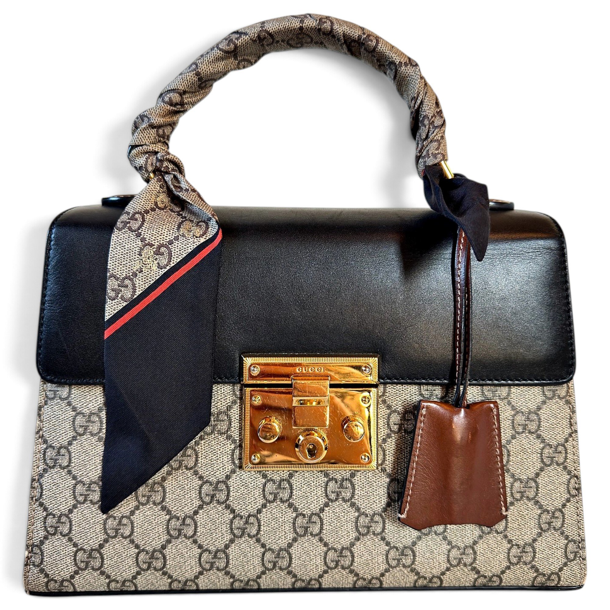 Padlock leather handbag