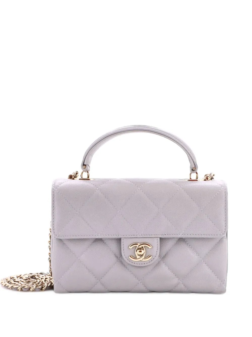 Retro Twist Top Handle Flap Quilted Caviar Small shoulder bag