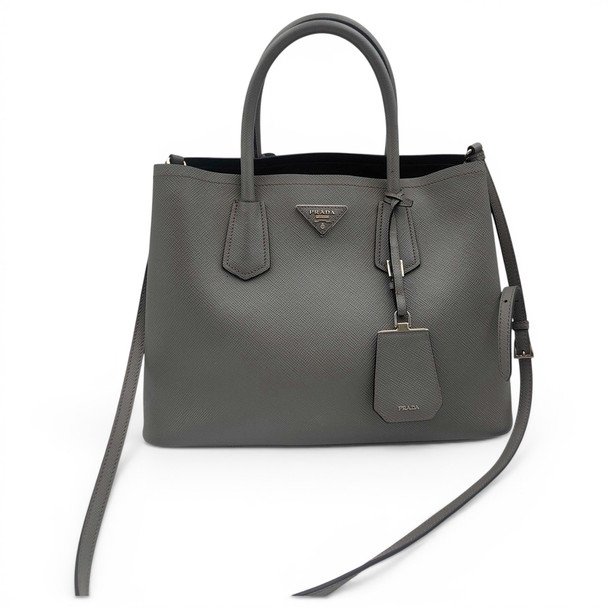 Double leather handbag
