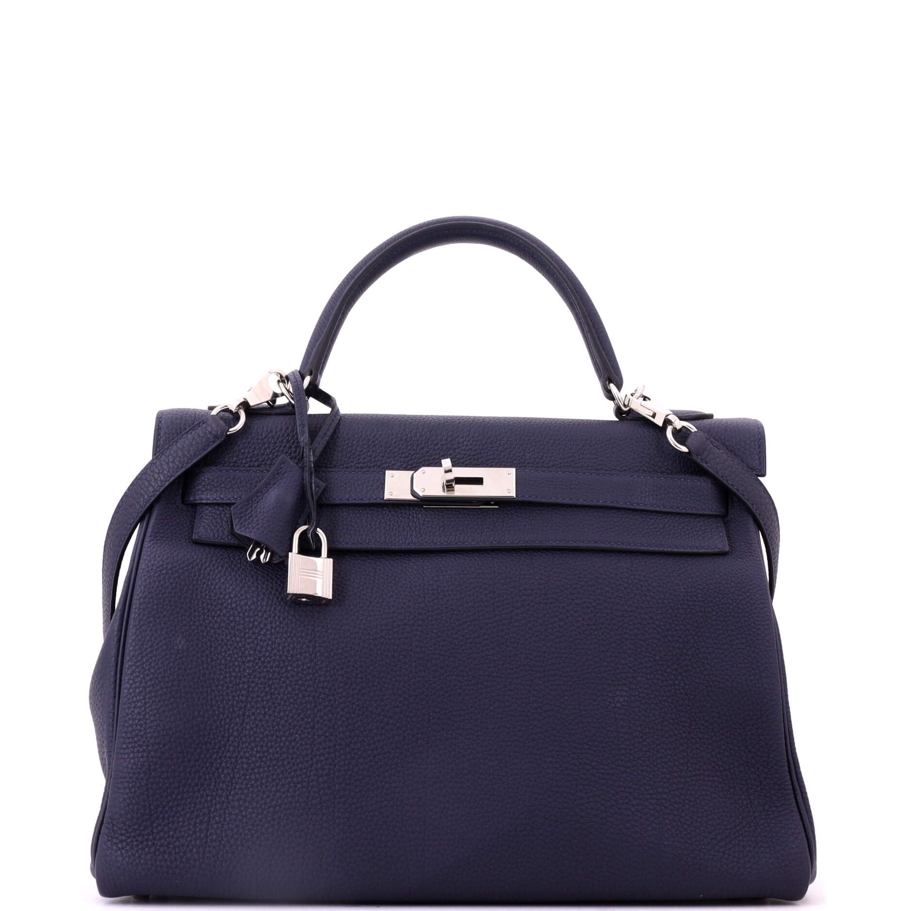 Kelly Handbag Bleu Nuit Togo with Palladium Hardware 32