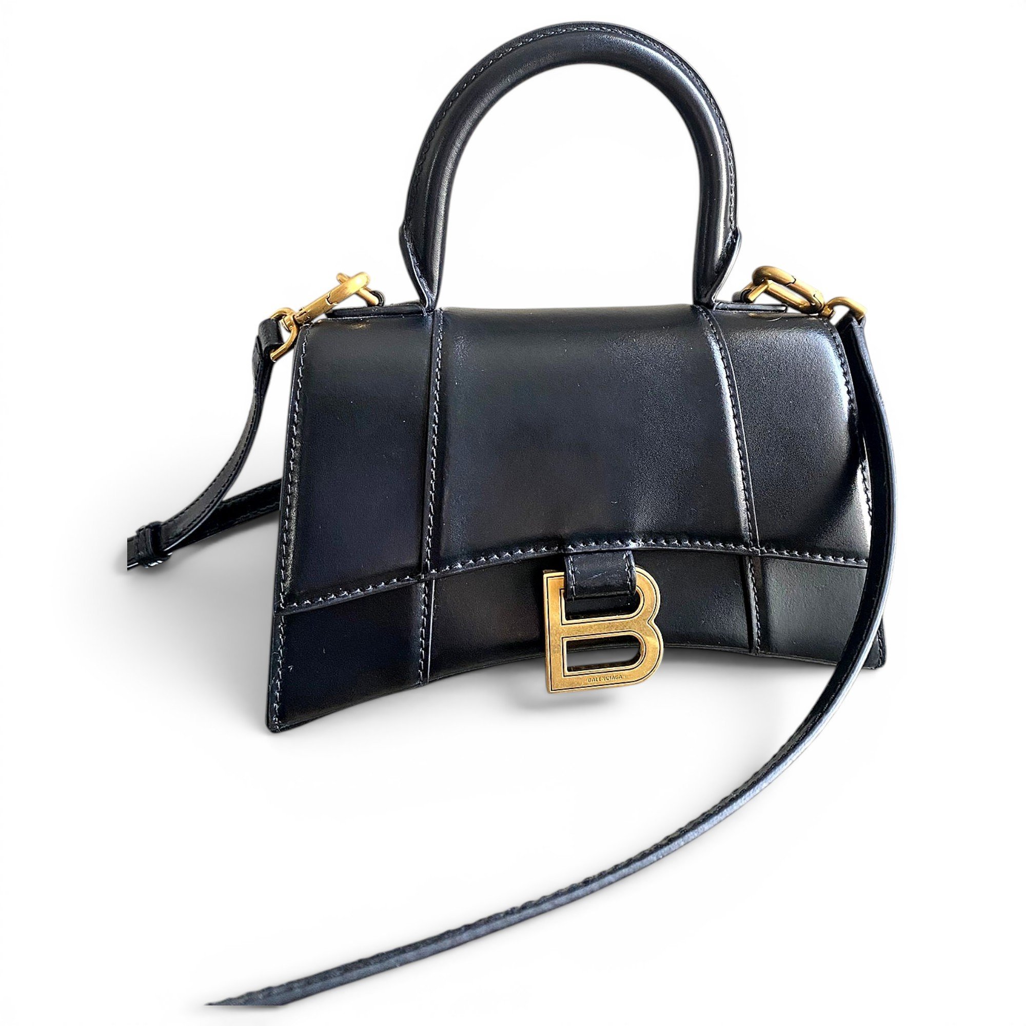 Hourglass leather handbag
