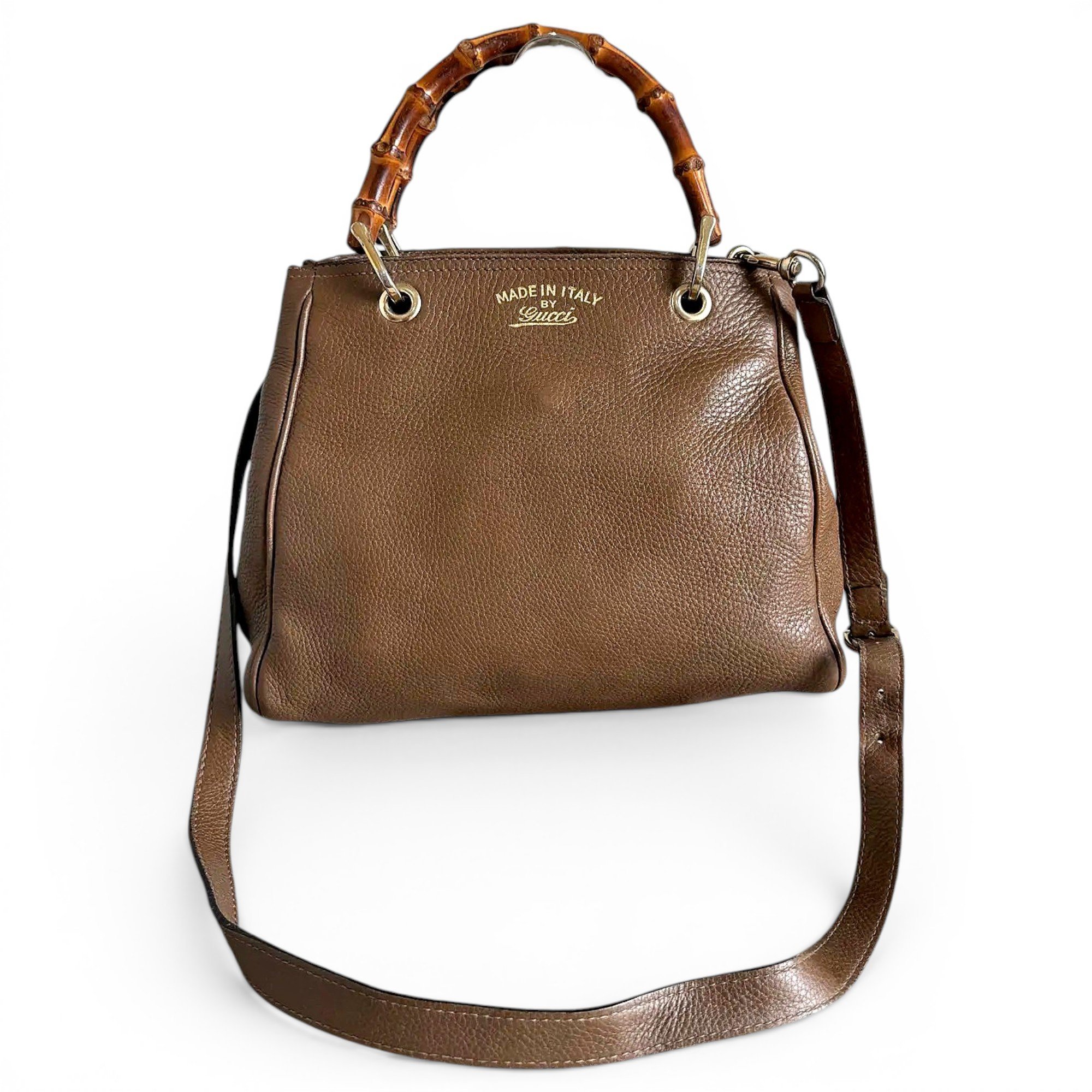 Bamboo leather crossbody bag