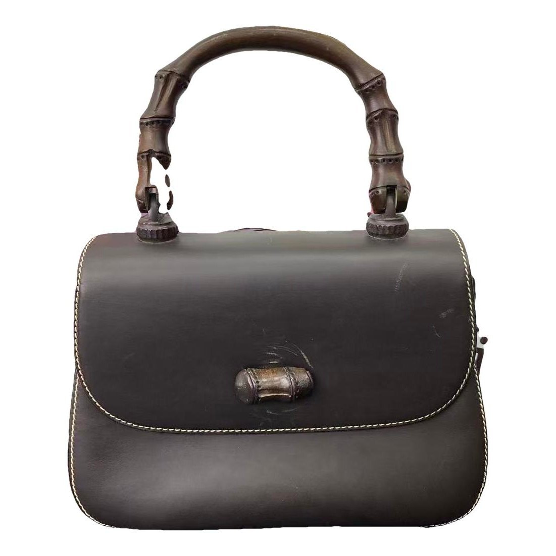 Convertible Bamboo Top Handle leather handbag