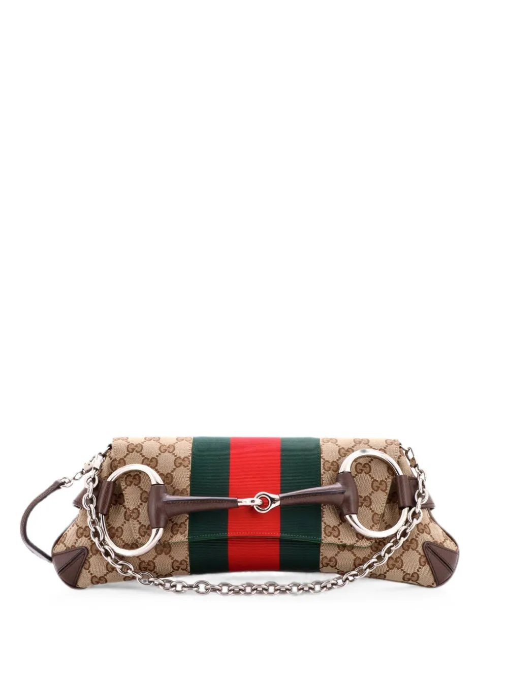 Horsebit NM Web Chain Clutch GG Canvas Medium shoulder bag