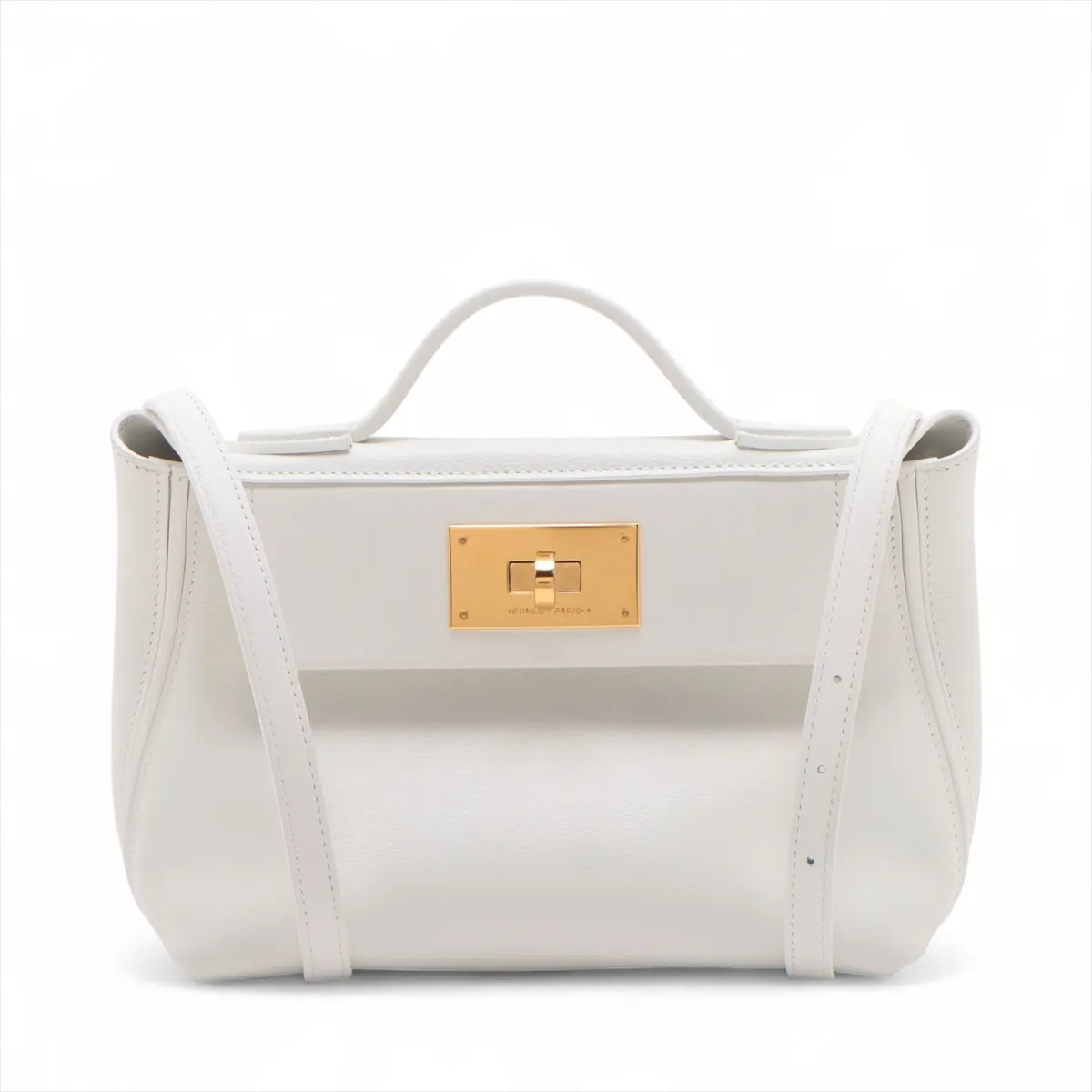 Hermès sacks Le Vingt Cuatre 24/24 mini 21 Evercolor x Veau Swift NEW WHITE Gold