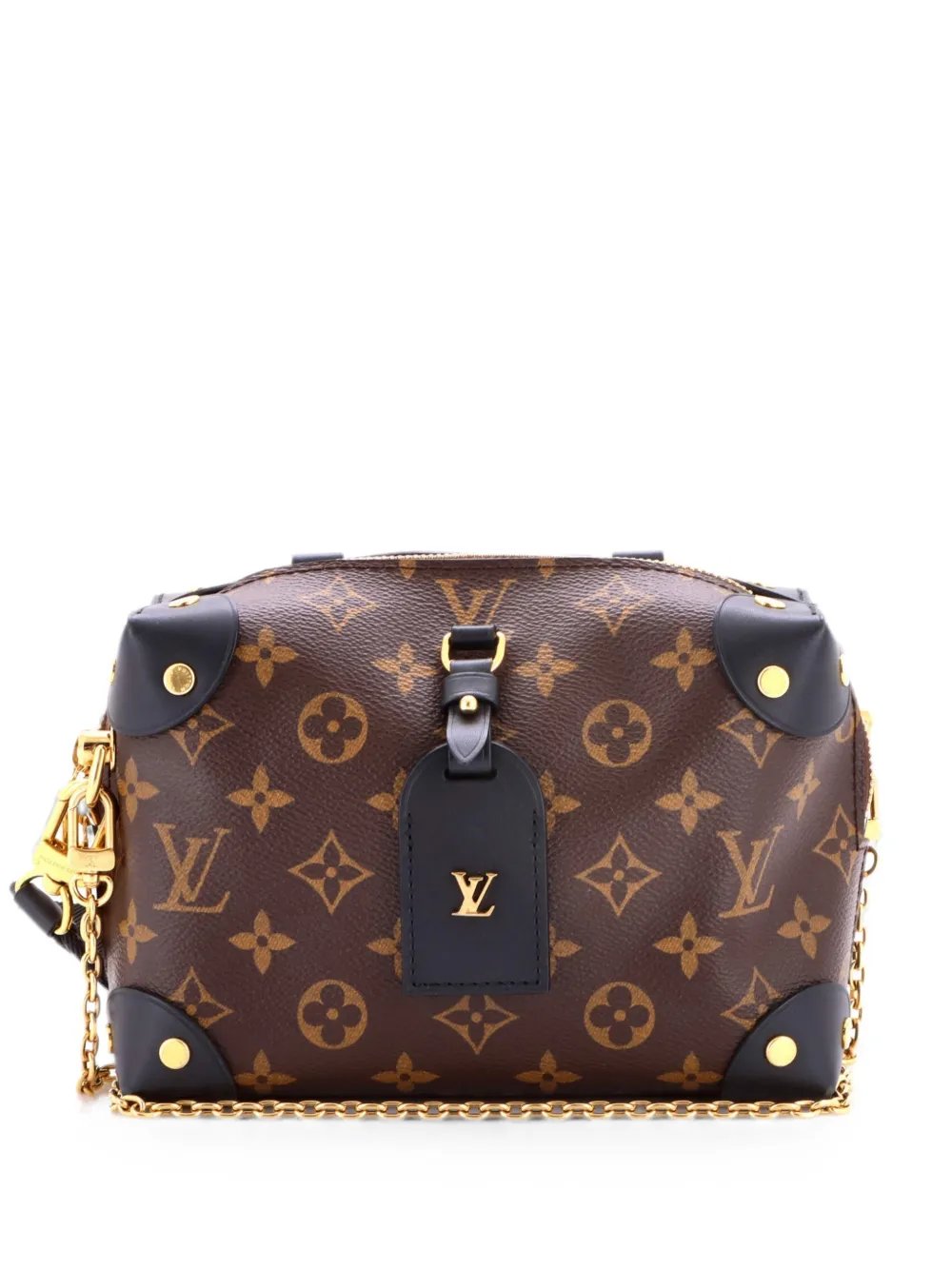 Louis Vuitton Petite Malle Souple Handbag Monogram Canvas with Leather shoulder bag