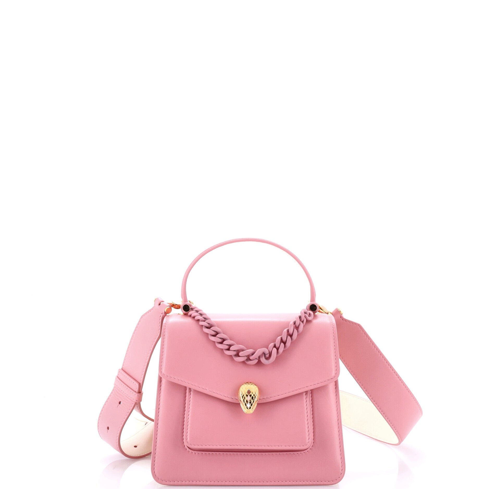Serpenti Forever Heart Pouch Top Handle Bag Leather Small