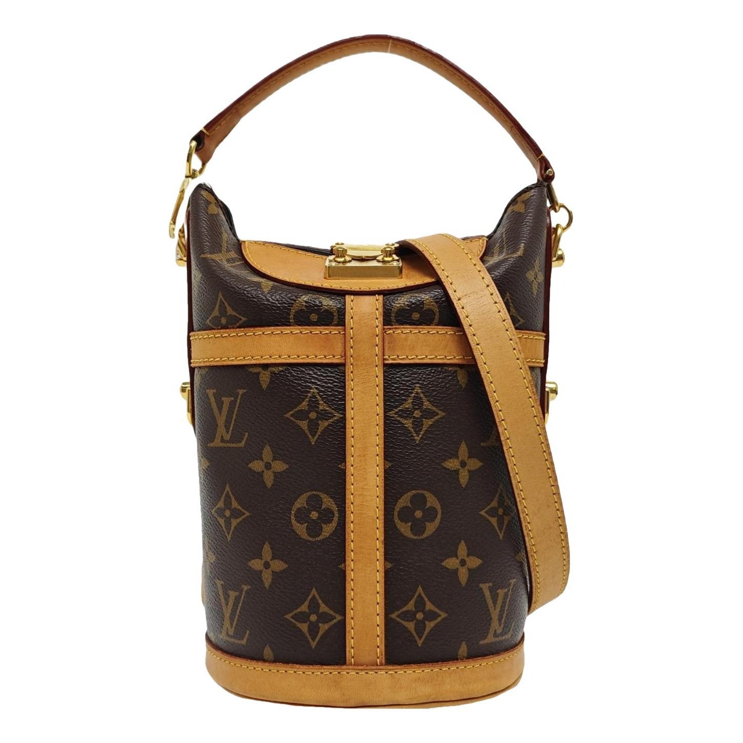 Duffle leather handbag
