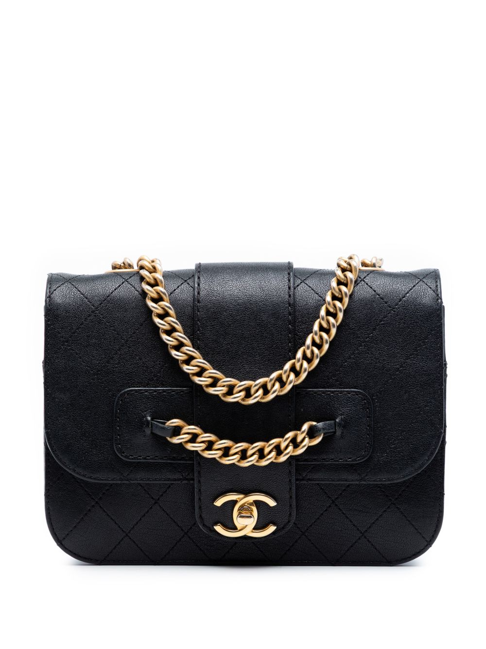 2017-2018 Large Quilted Sheepskin Front Chain Flap crossbody bag