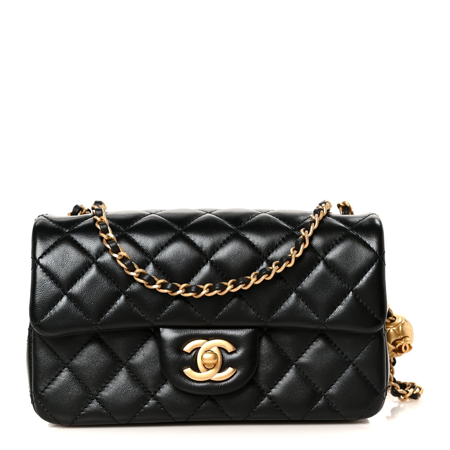 Chanel Lambskin Quilted Mini Rectangular Pearl Crush Flap Black