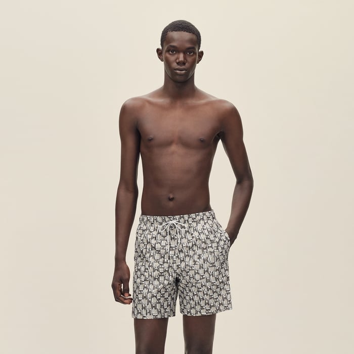 Gris Éléphant "H Cut Remix" Swim Trunks