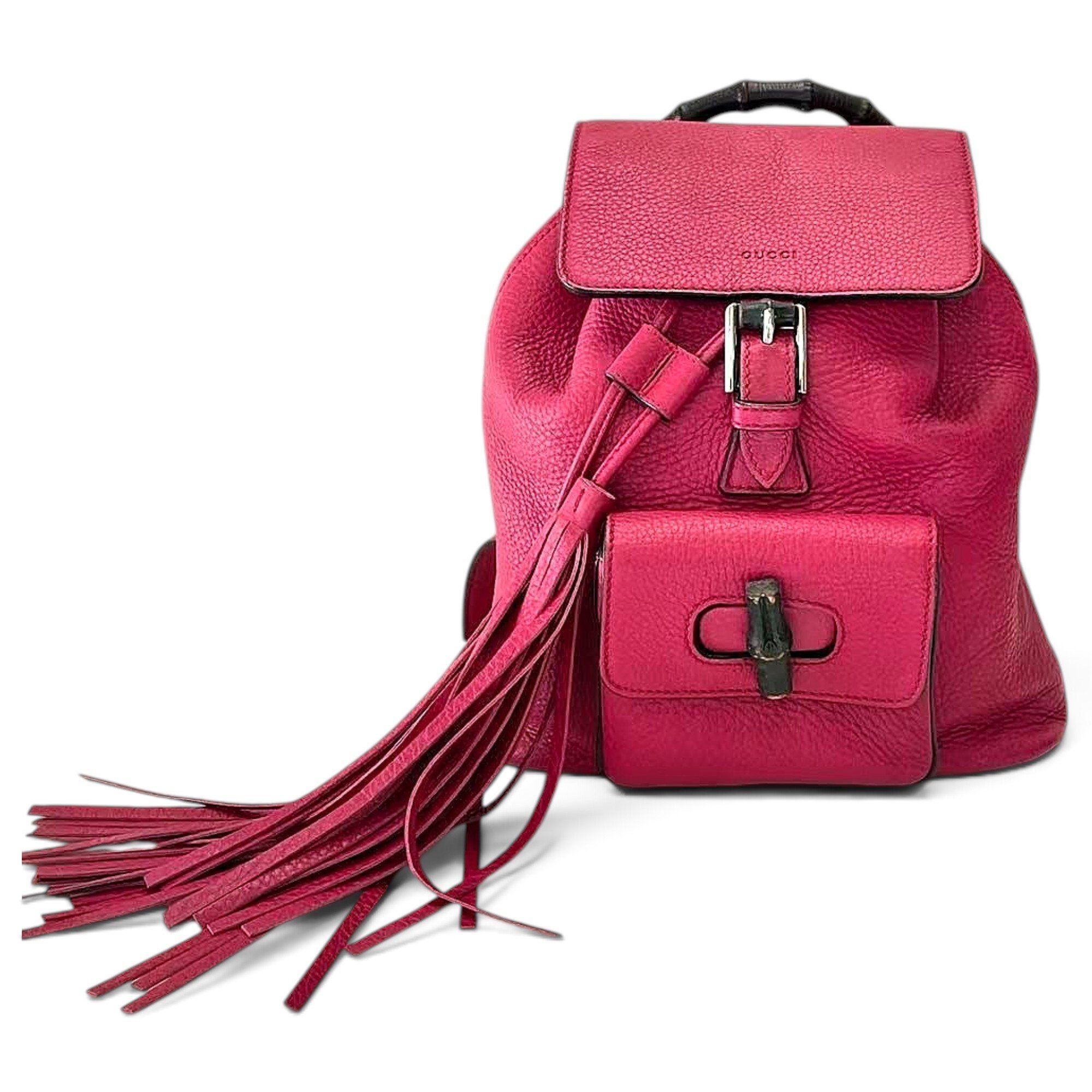 Bamboo Tassel leather backpack
