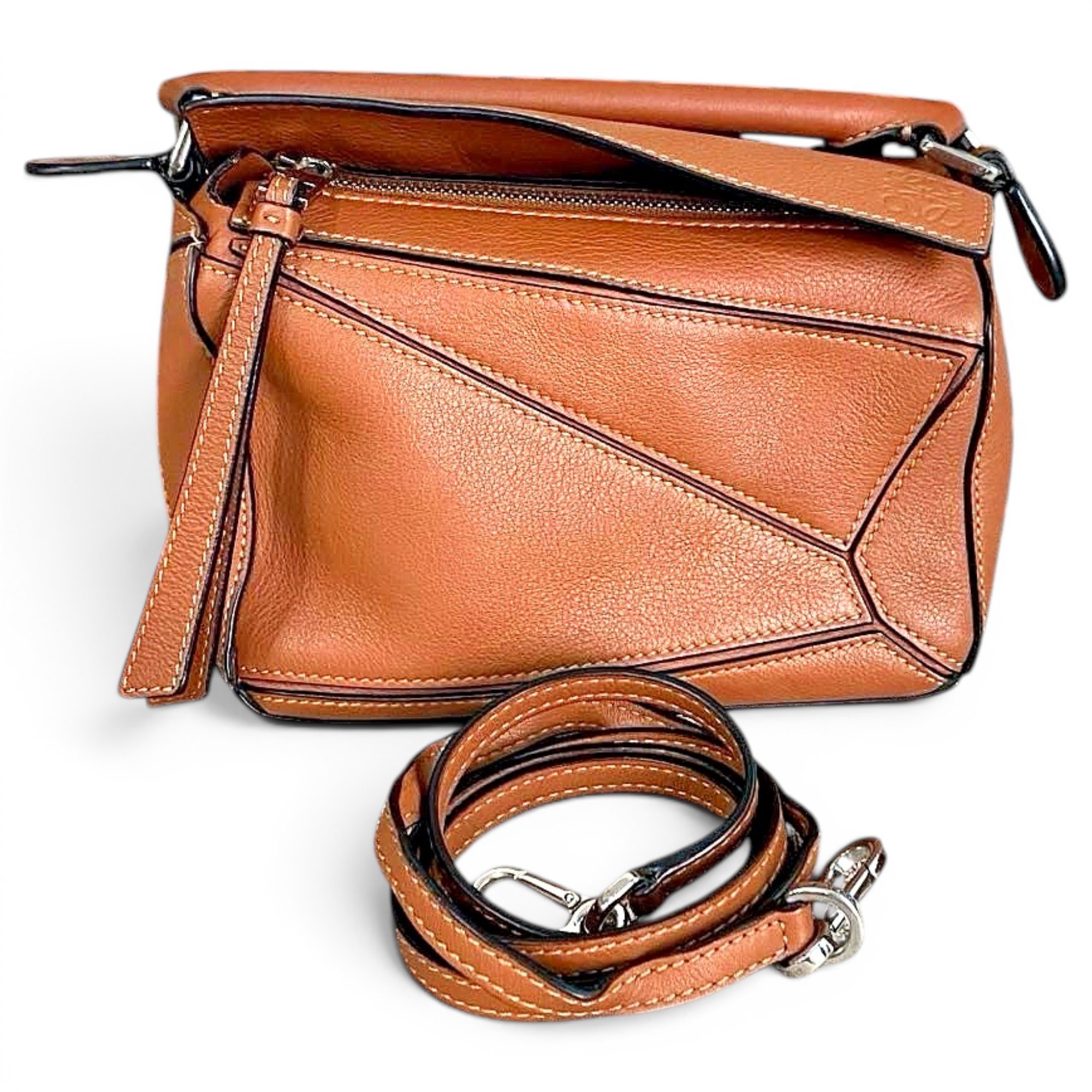 Puzzle leather handbag