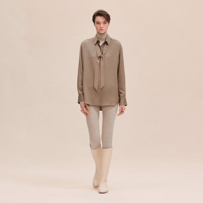 "Mosaique" Ascot Collar Shirt