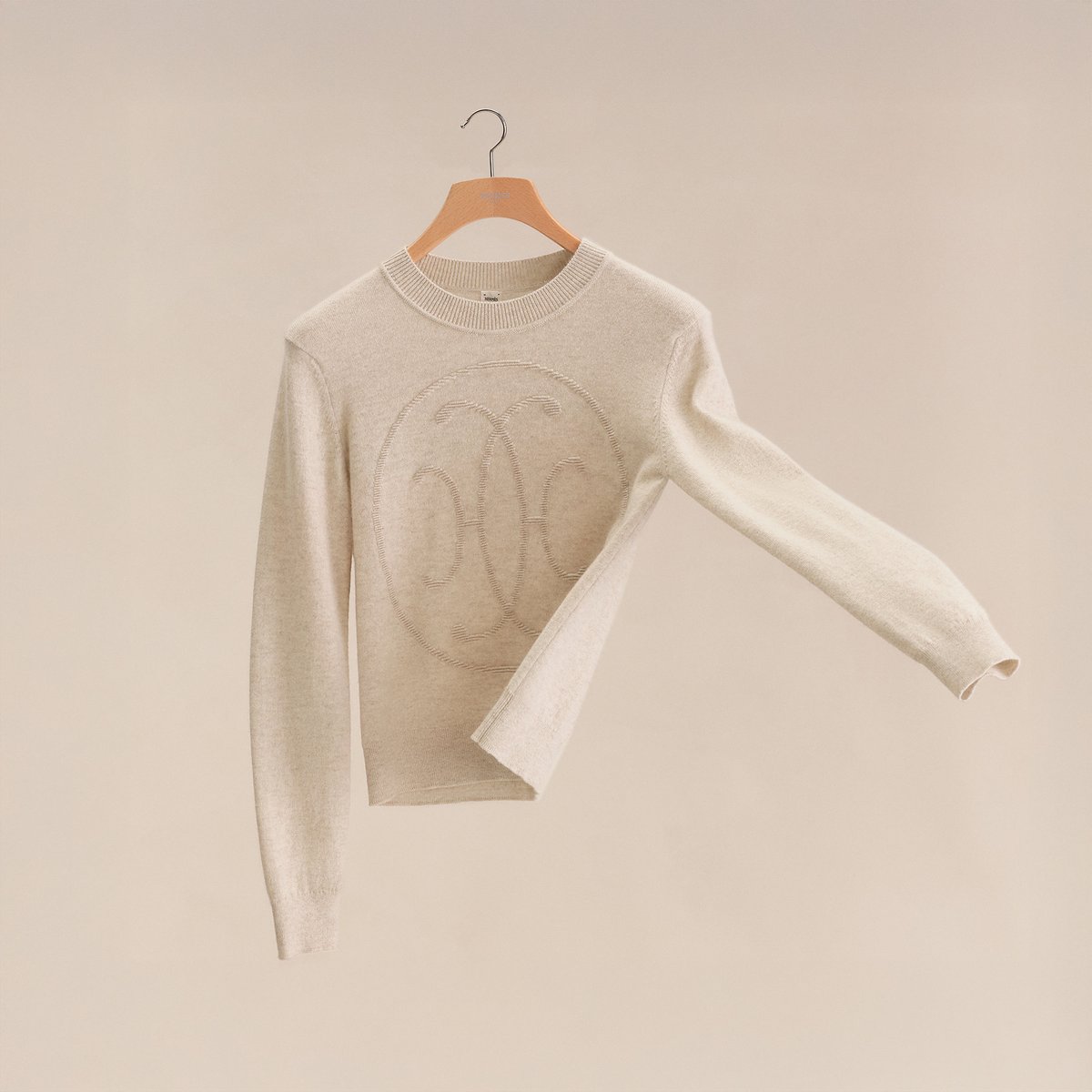 Beige Naturel Cashmere "H Lift" Long-sleeve Sweater