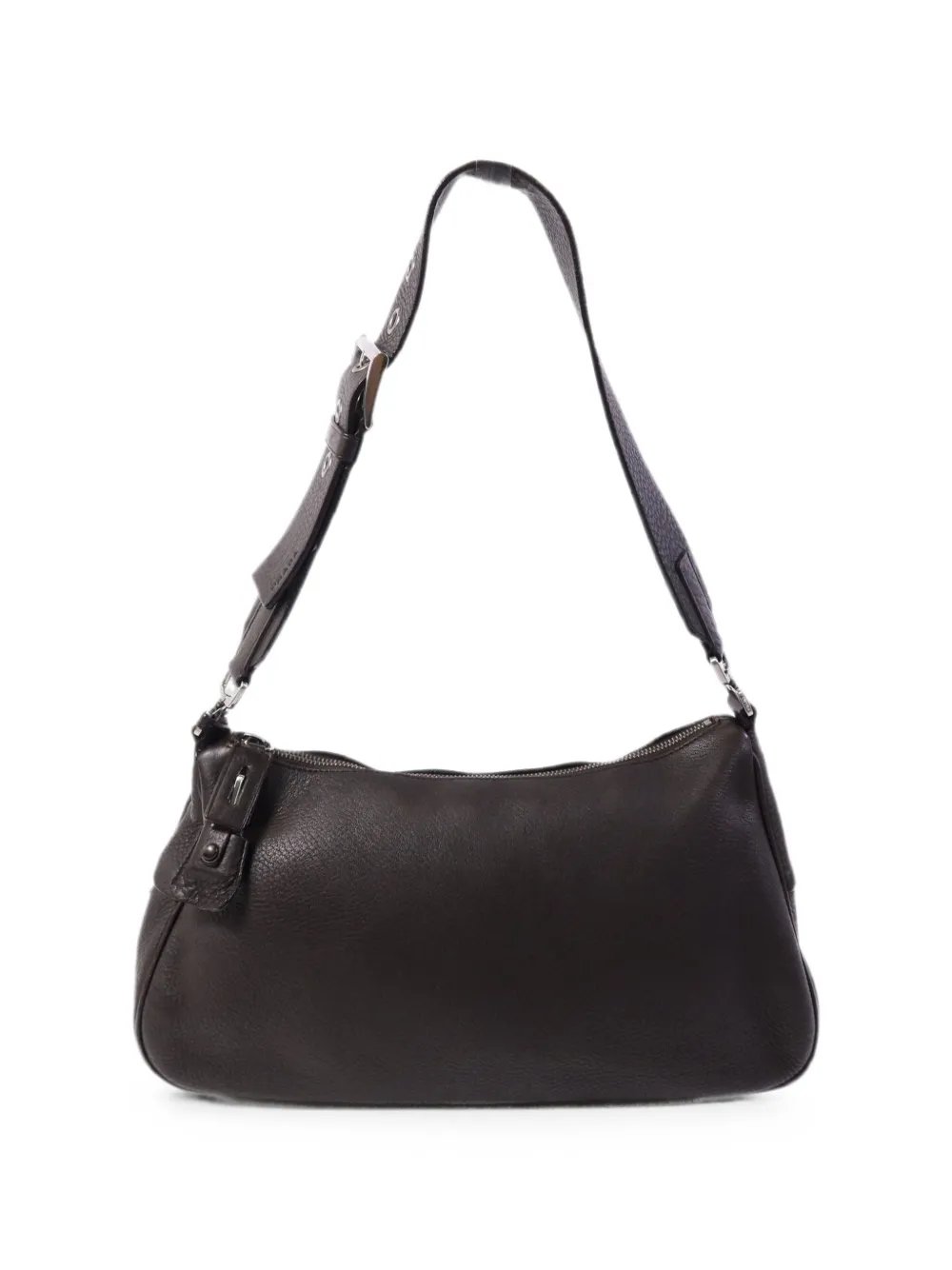 buckled leather shoulder bag