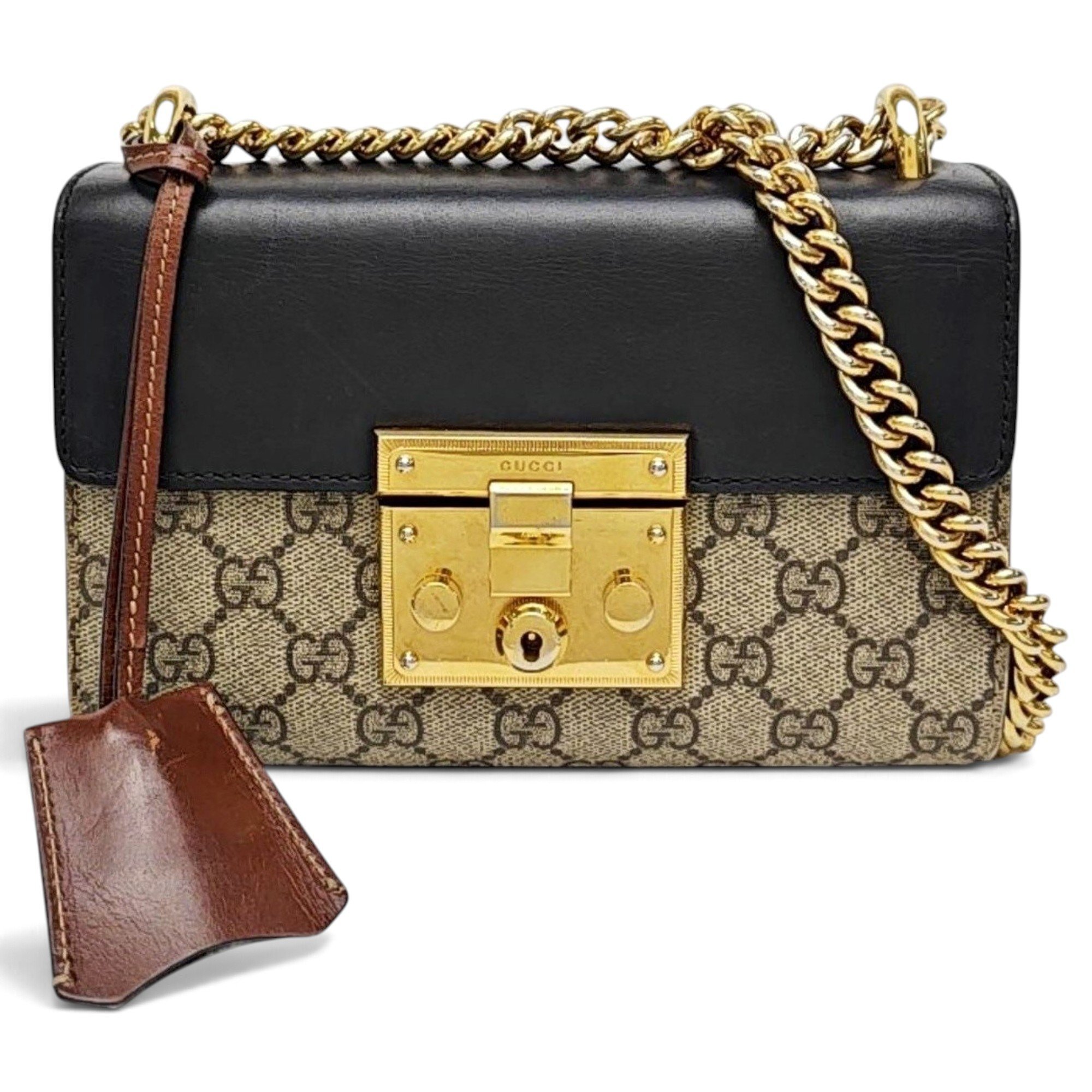 Padlock leather handbag