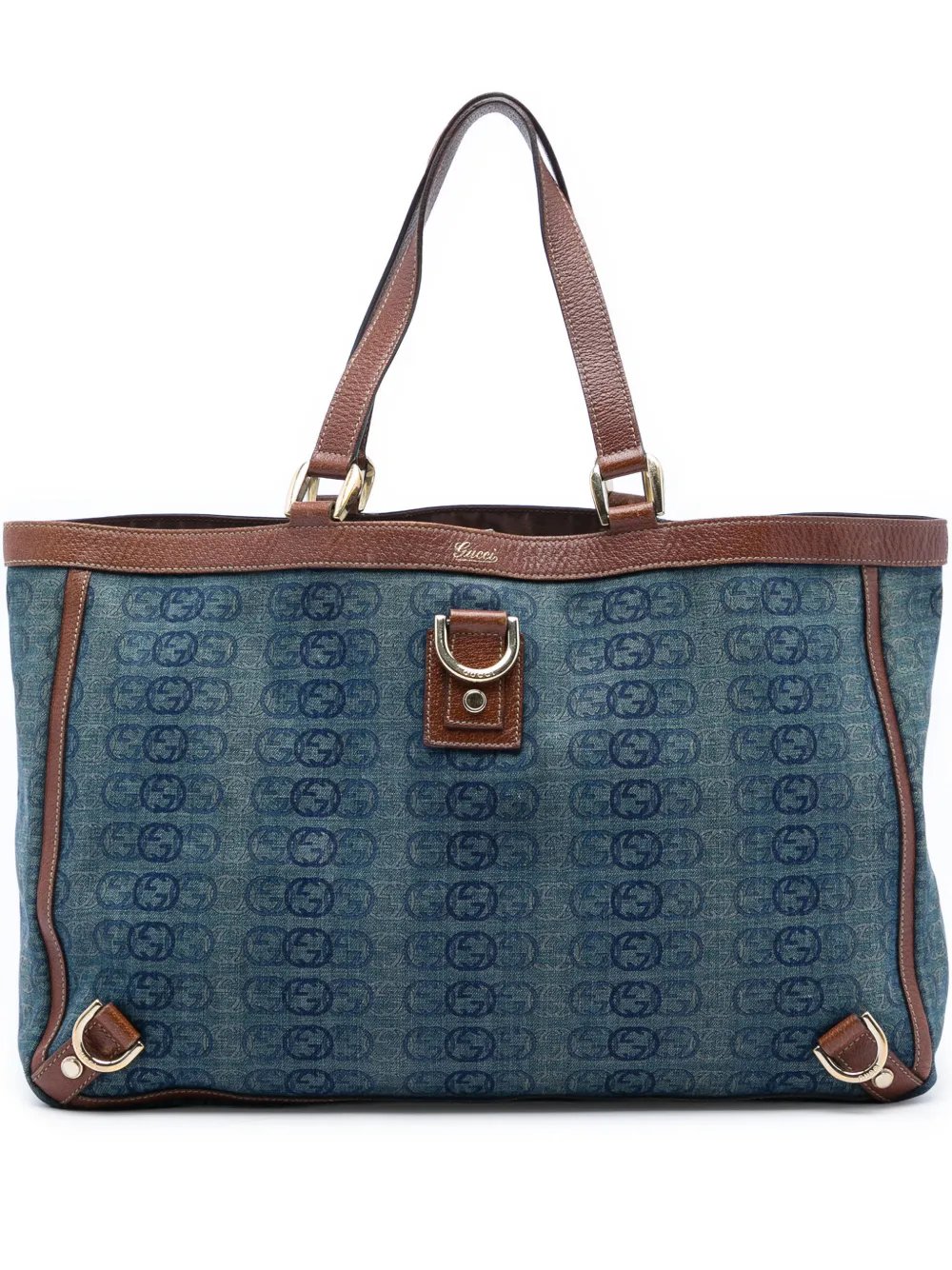 2000-2015 Denim Interlocking G Abbey D Ring tote bag