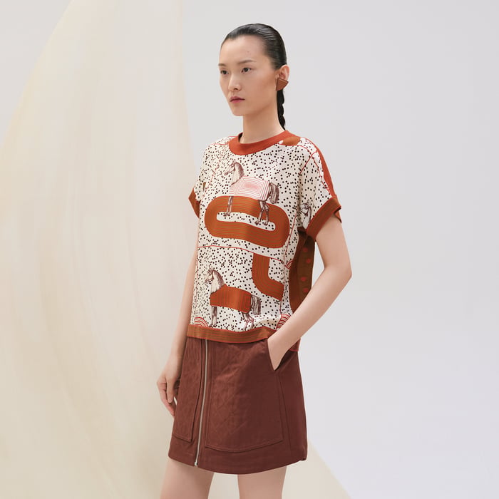 Beige Kaolin "Garde-robe Pop" Short-sleeve Twillaine Sweater