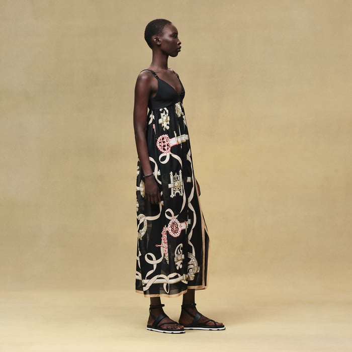 Noir "Ferronnerie Remix" Mixed Materials Beach Dress