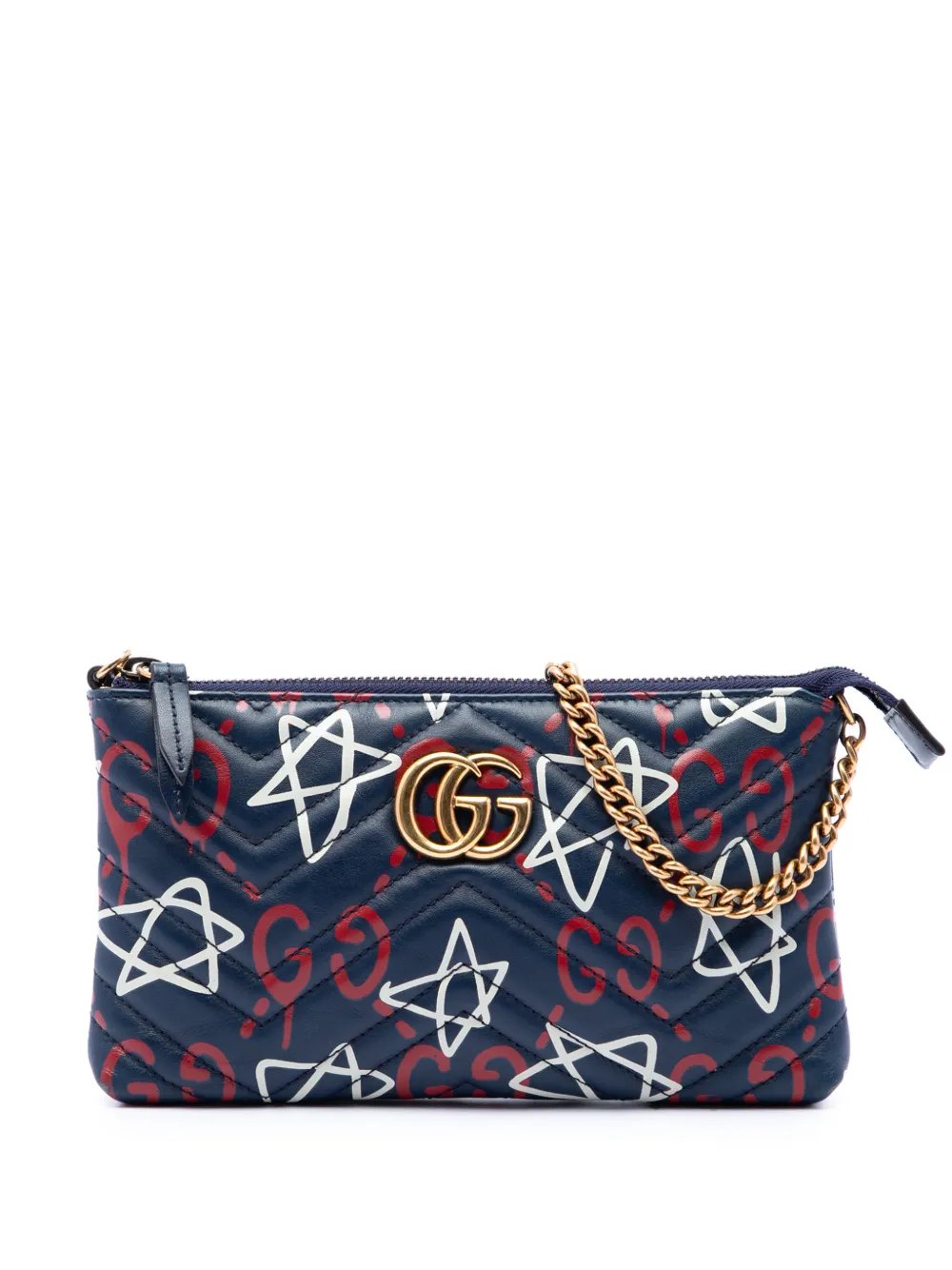 2016-2026 Mini GG Marmont Matelasse Calfskin Gucci Ghost Wallet On Chain crossbody bag