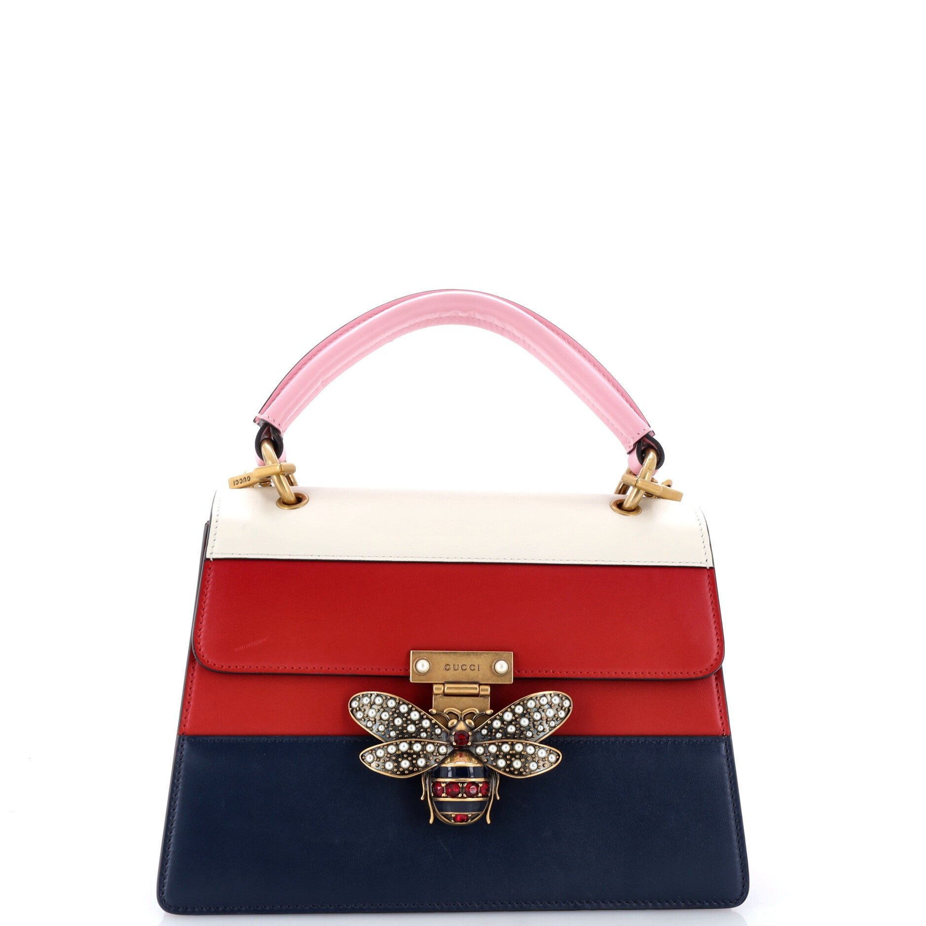 Queen Margaret Top Handle Bag Colorblock Leather Small