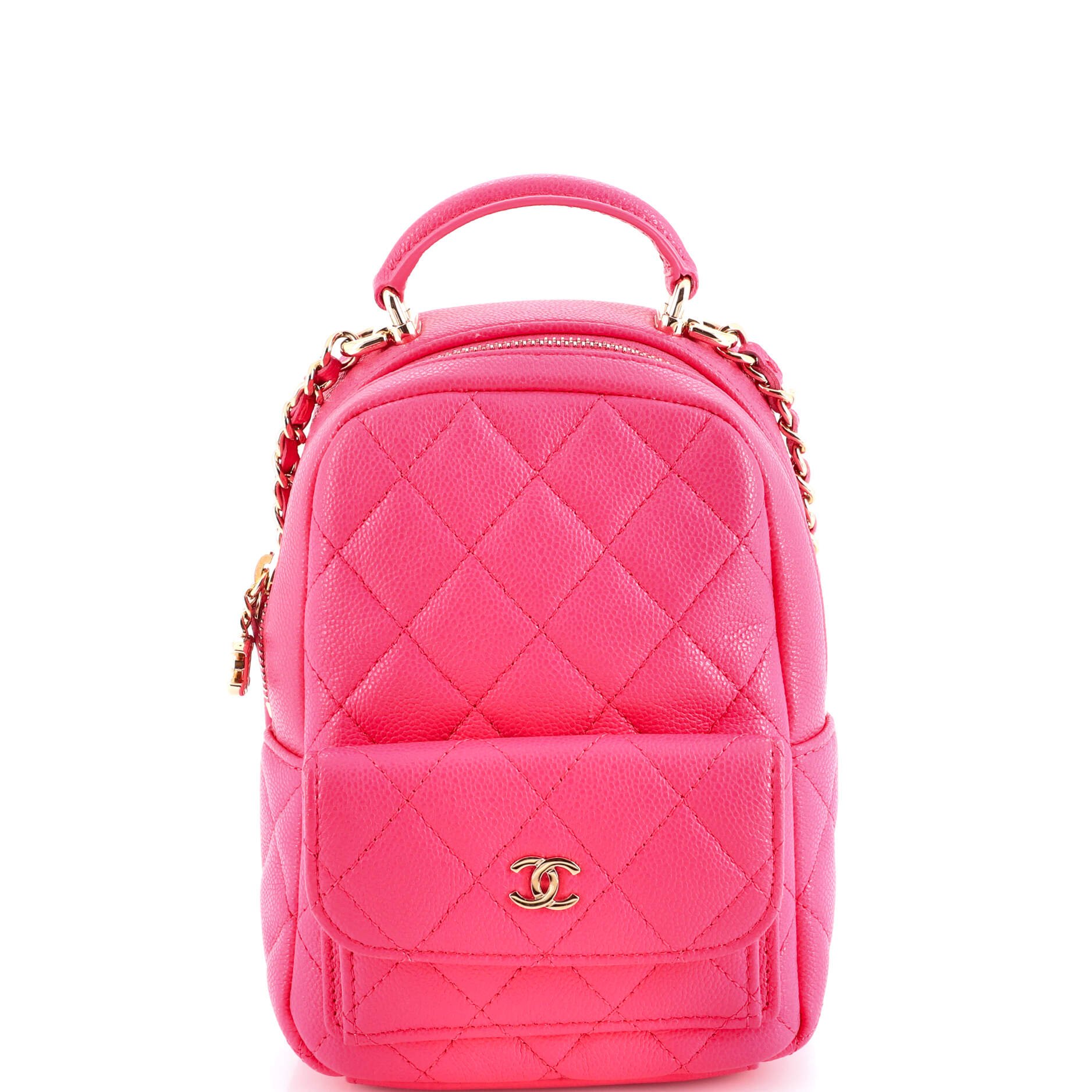 Classic CC Chain Pocket Backpack Quilted Caviar Mini