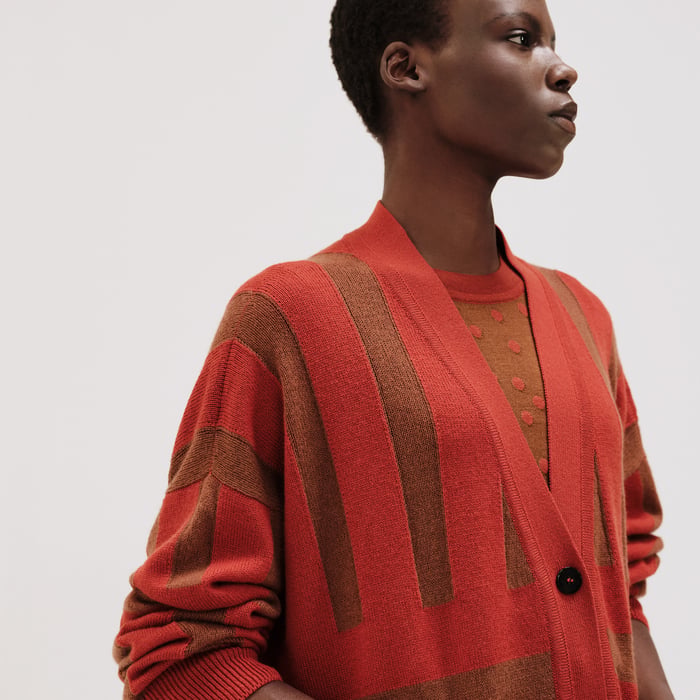 Marron Terracotta Long Cardigan