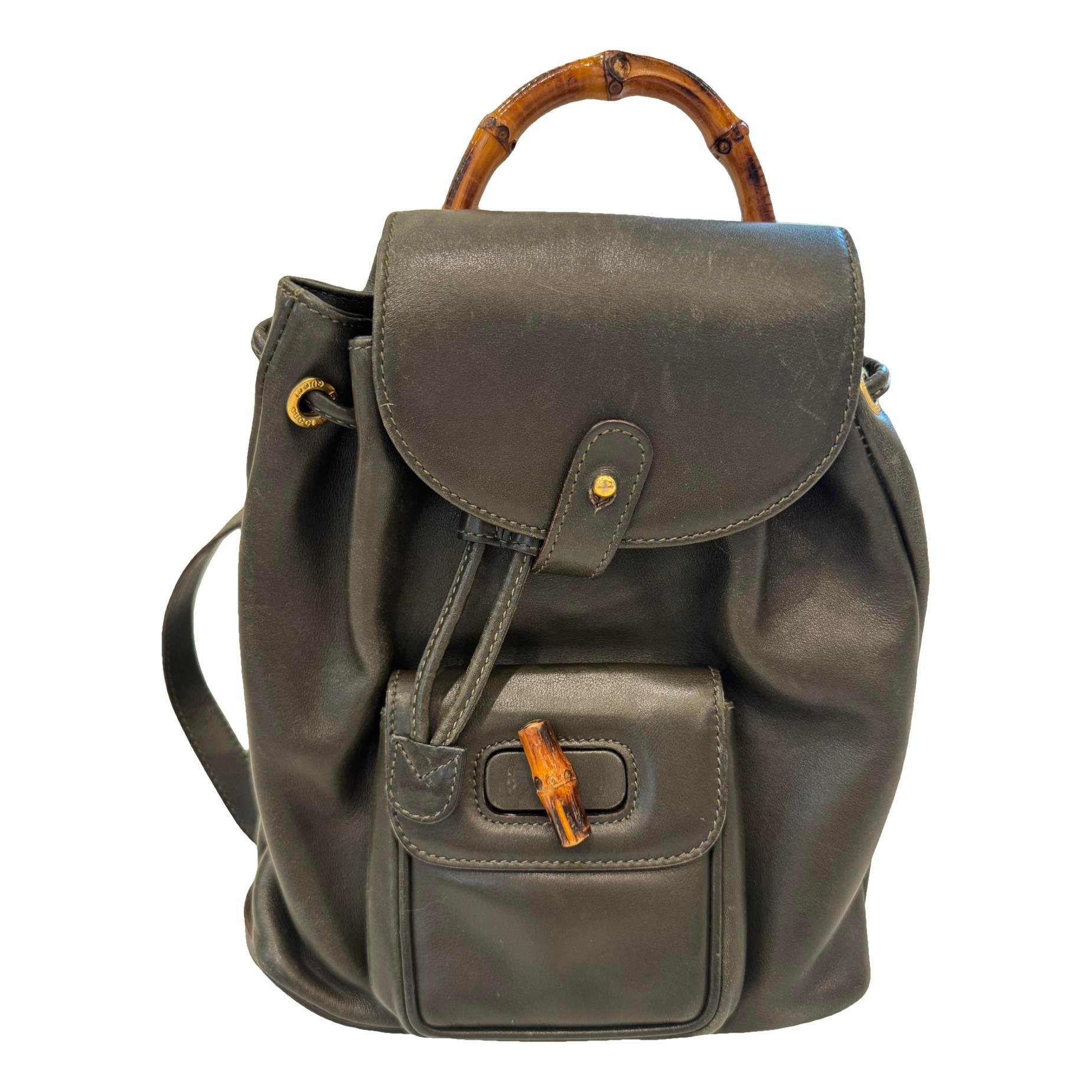 Vintage Bamboo leather backpack