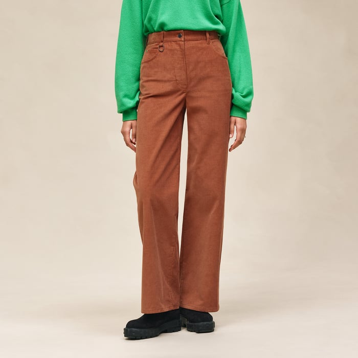 Marron Fauve High-waisted Straight Leg Pants