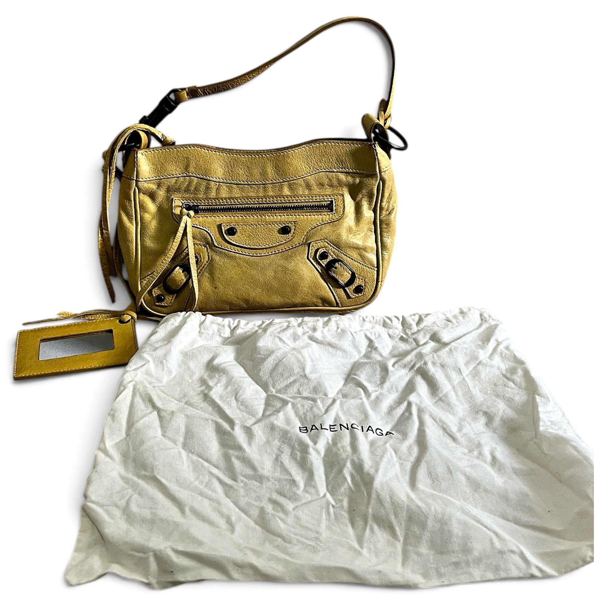 Hip leather handbag