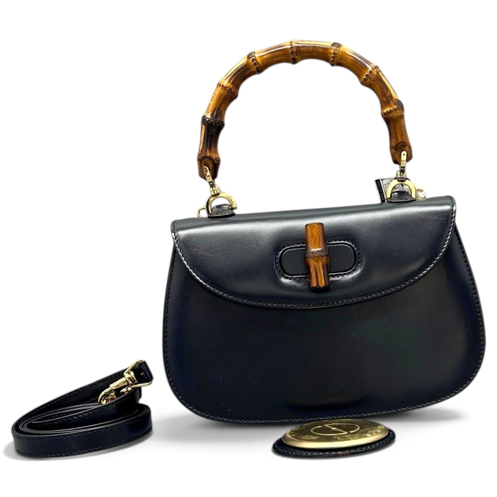 Convertible Bamboo Top Handle leather handbag