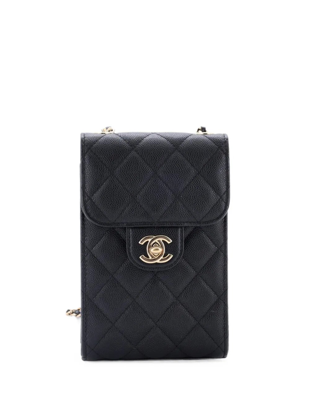 CC Flap Phone Holder Crossbody Bag Quilted Caviar clutch bag