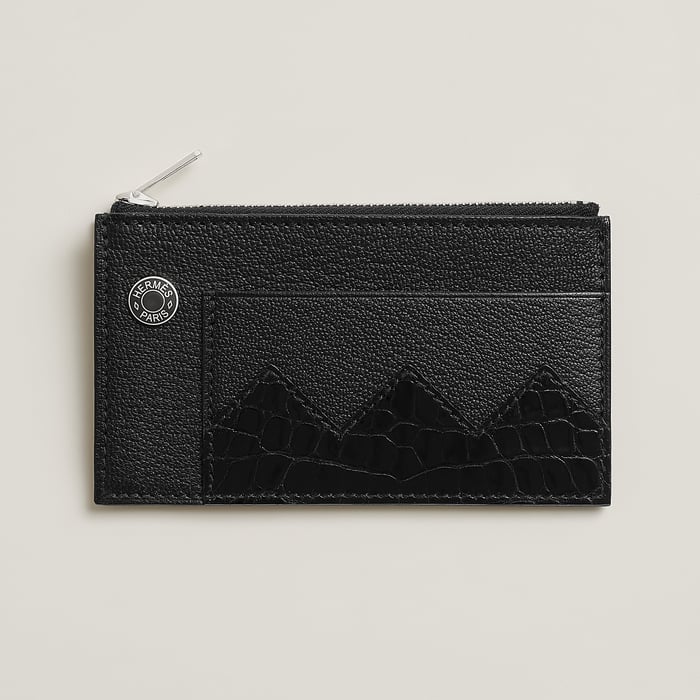 Noir Crocodile Compact Touch Card Holder