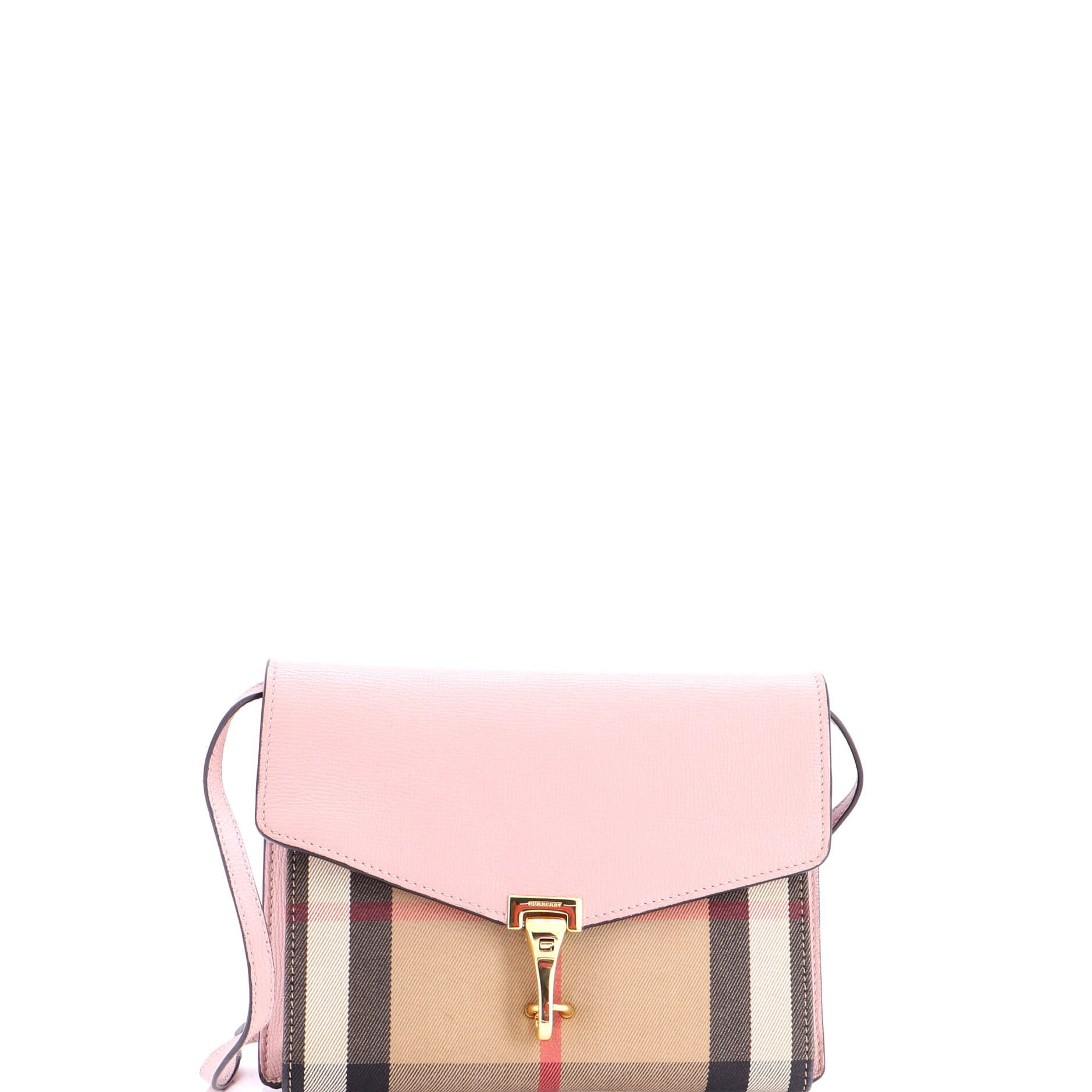 Macken Crossbody Bag Leather and House Check Canvas Small