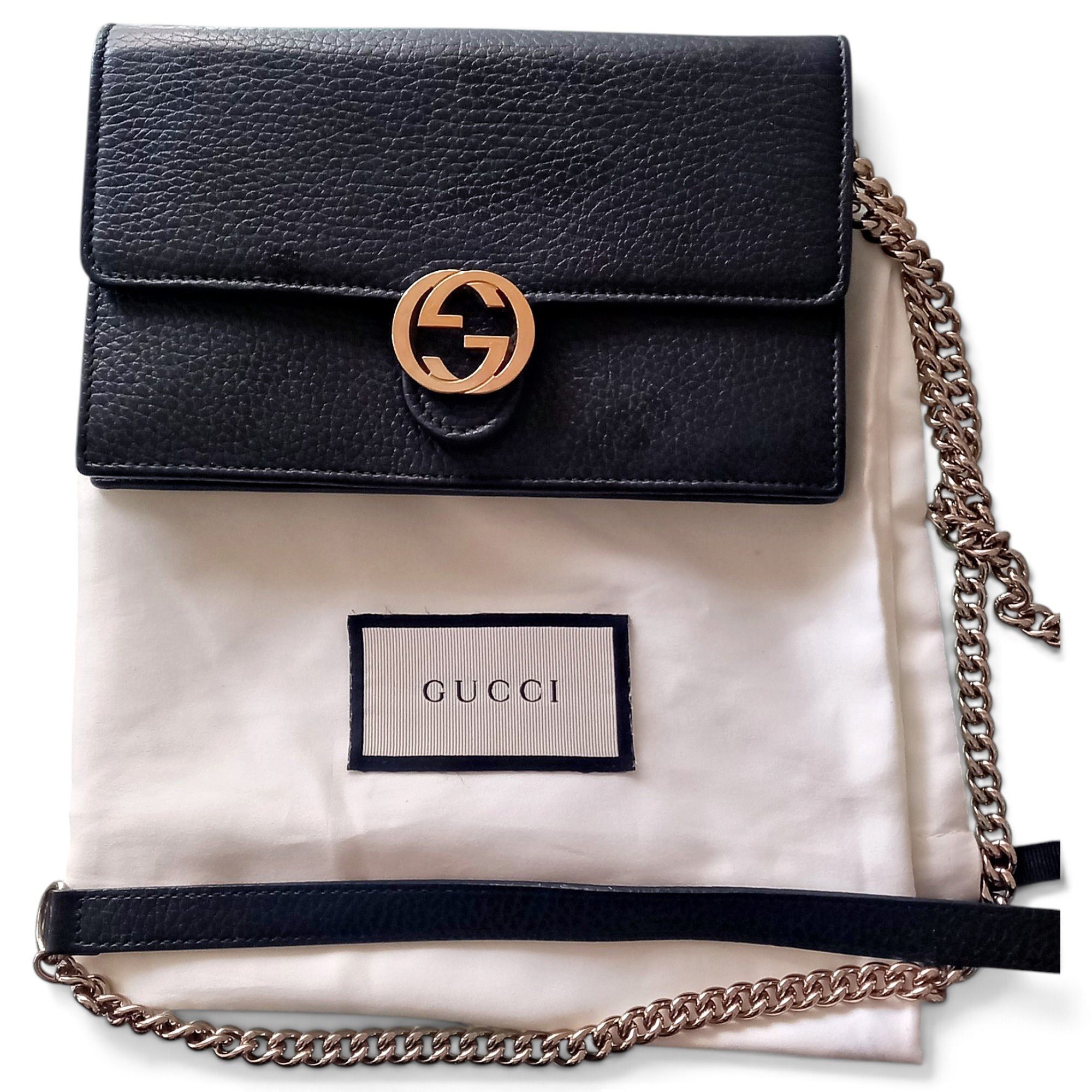 Interlocking leather clutch bag
