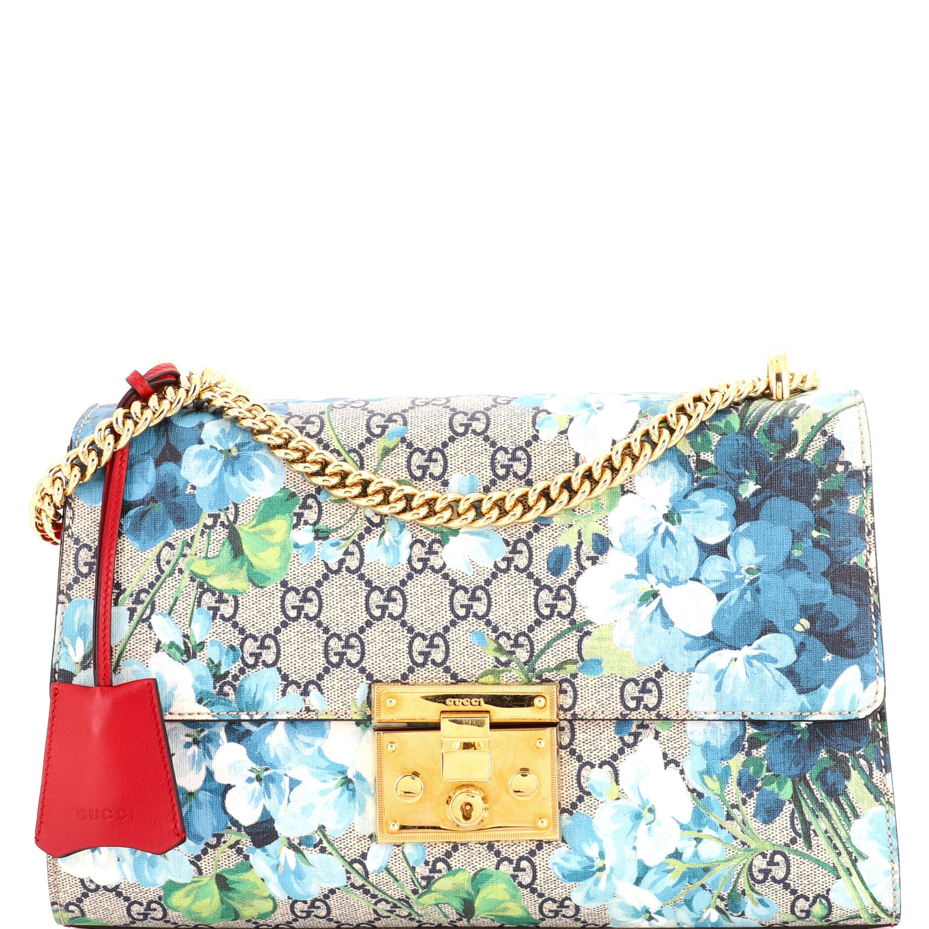 Padlock Shoulder Bag Blooms Print GG Coated Canvas Medium