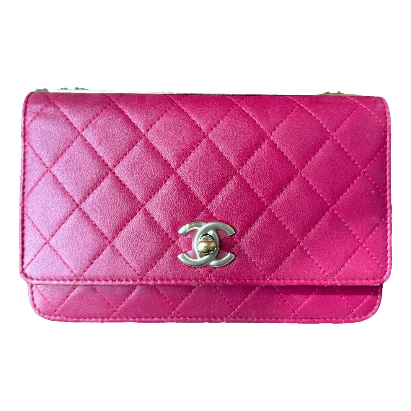 Trendy CC Wallet on Chain leather handbag